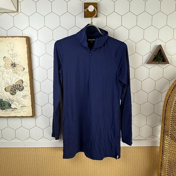 Lands' End Blue Quarter Zip Long Sleeve Tunic Rash Guard Cover-up - Size - XS - Picture 2 of 7